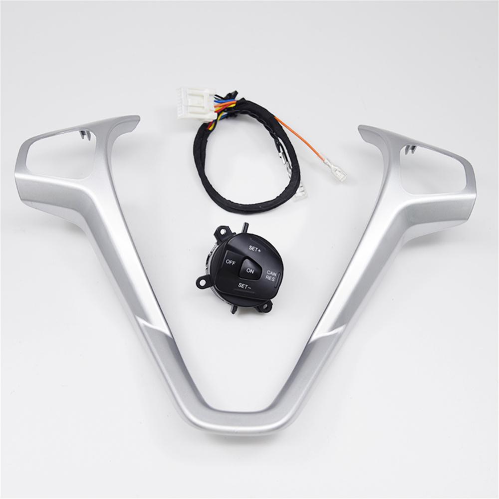 Blue Steering Wheel Frame Panel Cover Decorative+Right Cruise Button For Ford