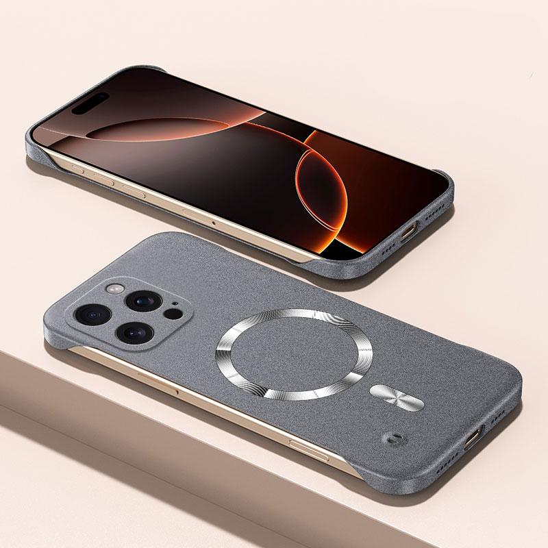 Магнитный Безрамочный Чехол Матовый Песчаник Камень Для Magsafe iPhone 17 Air 16 16E 15 14 13 12 11 Pro X XR XS Max Plus Mini Ультратонкий Чехол