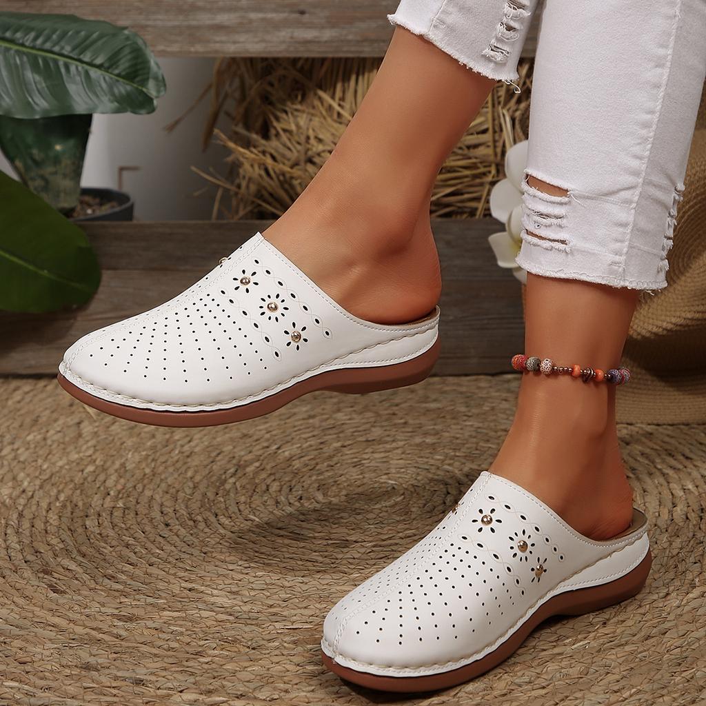 Lightweight Wedge Heel Mules Slippers Women Summer Hollow Out Slides Shoes Woman Plus Size Thick Sole Outdoor Sandals Female