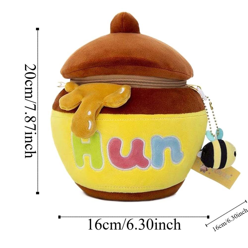 Thickened Cute Honey Jar Crossbody Bag Soft Honey Pot Shoulder Pouch Adorable Adjustable Straps Yellow Cartoon Bag Daily