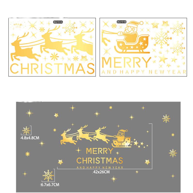 Новогодние оконные сани с оленем и Санта-Клаусом, великолепные рождественские шары, спиральные ленты, настенные наклейки, наклейки на окна для домашнего праздничного декора