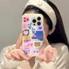 For iPhone 16 Pro Max Case IMD Cartoon Bear Sticker Design TPU Shockproof Phone Cover