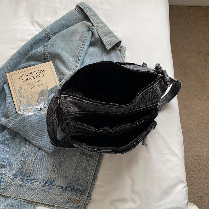 Винтажная джинсовая сумка через плечо с несколькими карманами женская сумка через плечо
