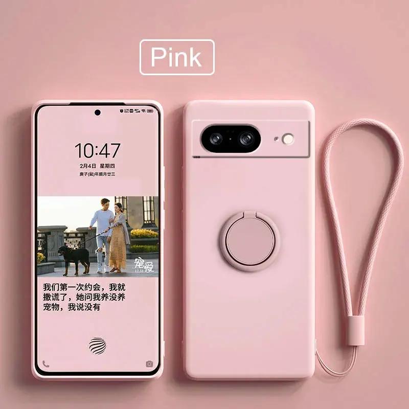Чехол для Google Pixel 8 9 Finger Ring Stand Holder Slicone Cover для Pixel 9 Pro XL Solid Color Lens Protection Soft Phone Case
