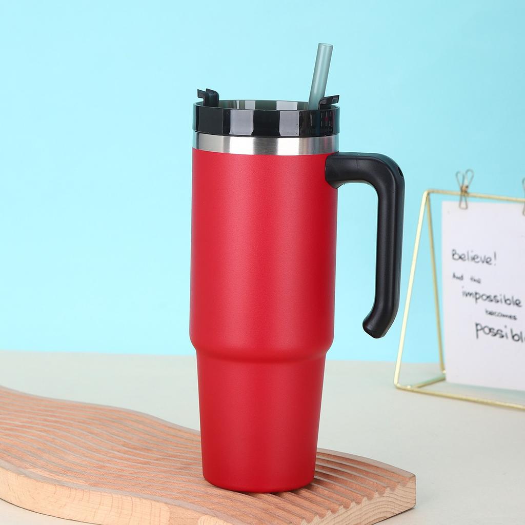 30 унций соломенная термокружка из нержавеющей стали 304 с ручкой, большая емкость, термоизолированная, двухслойная вакуумная кофейная чашка