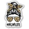 #Momlife-Cheetah Print-Messy BUN-BOY,Girl,Woman,DAD-Sunglasses-Vinyl Decal Stickers-CAR, 3inch
