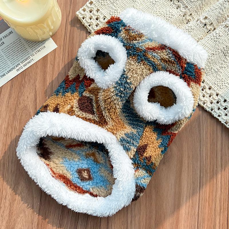 Зимний флисовый жилет для питомца - Свитер для собаки кошки с этническим узором Фэр-айл, Теплая одежда для бишона, корги, золотистого ретривера, для ношения осенью и зимой