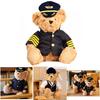 Soft And Furry Captain Teddy Bear Pilot Aviation Model Doll