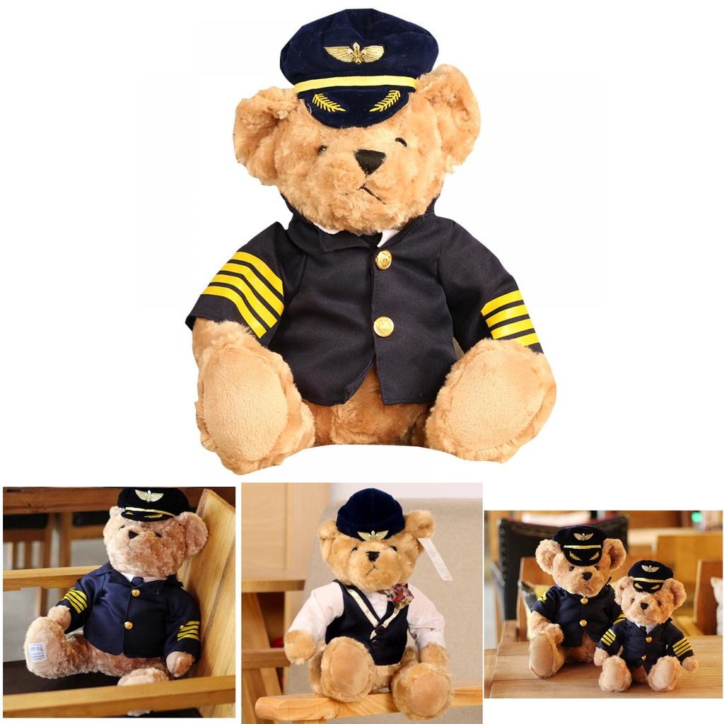 Soft And Furry Captain Teddy Bear Pilot Aviation Model Doll