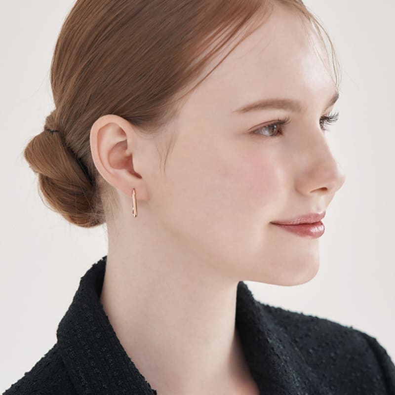 ELLE Jewelry 14K Basic Square One-Touch Ring Earrings ELGPEE551