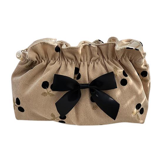 Косметичка с бантом, застежка-молния, вельветовый вишневый несессер, косметичка, клатчи для путешествий