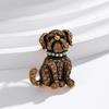 Винтажная брошь собака блестящий стразы животное металлическая булавка одежда рюкзак украшение ювелирное изделие подарок