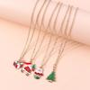 European-American Cartoon Santa Claus Christmas Necklace Set with Gift Box