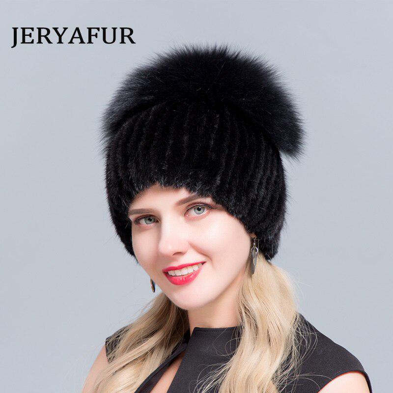 JERYAFUR Соломенная шляпа из меха кролика рекс, повседневная шапка ручной работы, женская зимняя меховая шапка из норки, лисы, мягкие теплые шапки ручной работы