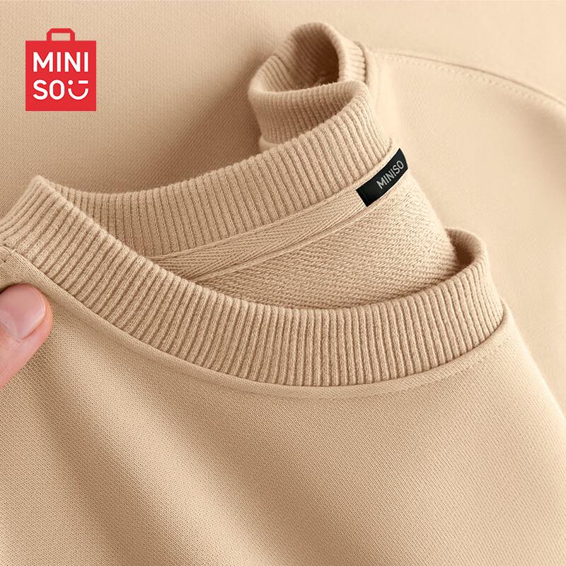 MINISO Men's Solid Color Crewneck Pullover Sweatshirt