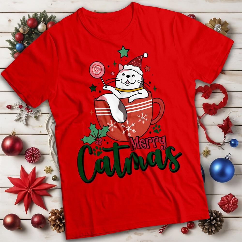 Funny Unisexs and Unisexs Catmas Christmas TShirt Tee MC