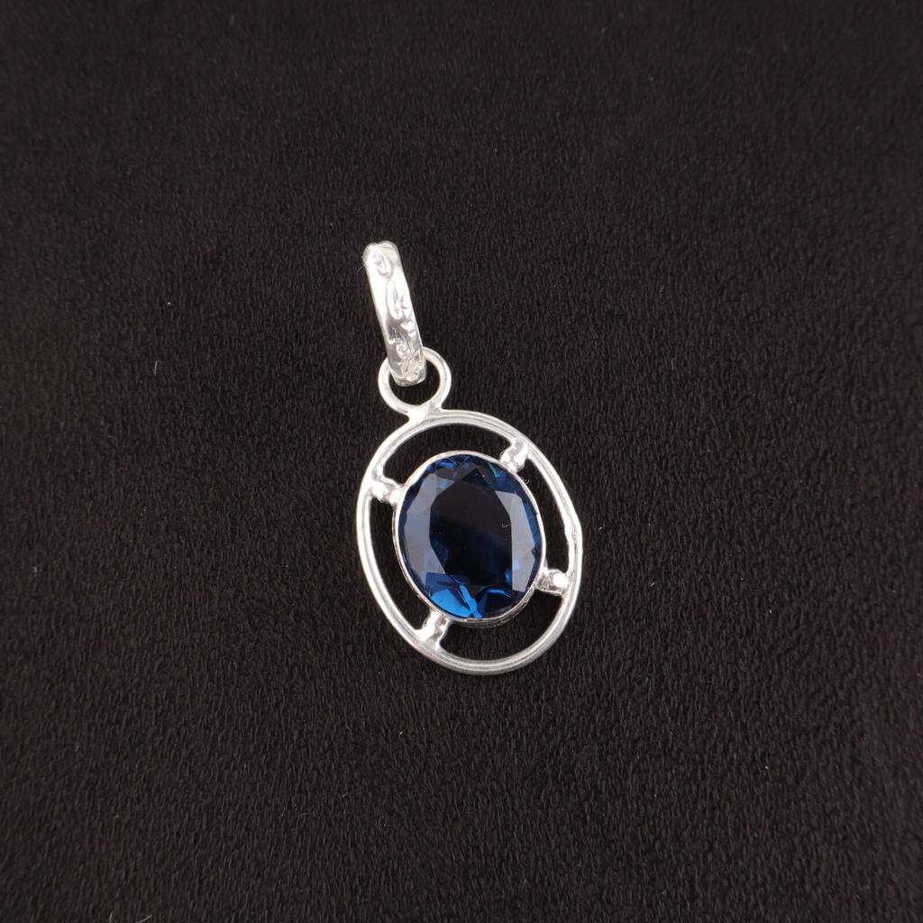 Овальный Натуральный Лондонский Голубой Топаз Подарок Маме Свадебная Подвеска Серебро 925 пробы PP-6-7