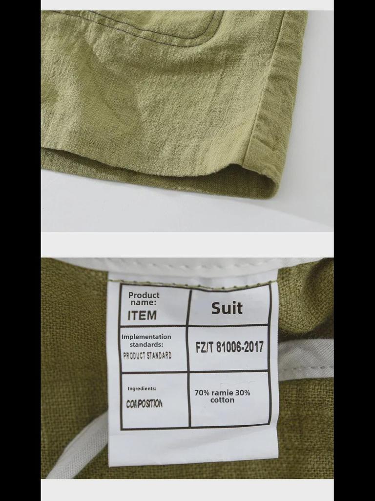 Мужской ретро японский повседневный костюм из рами - свободный, однобортный, однотонный, на весну и осень