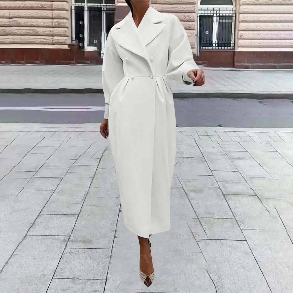 Женская мода в стиле ретро с рукавами и большими лацканами, шерстяное пальто, длинное пальто