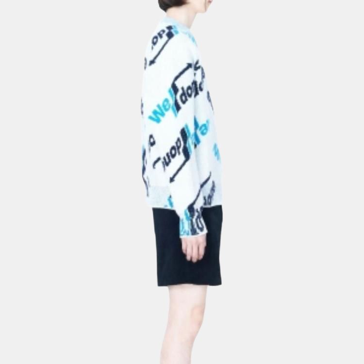 We11done Letter Embroidered Round Neck Pullover Sweater Unisex sweater Blue WD-KT3-22-690-U-BL