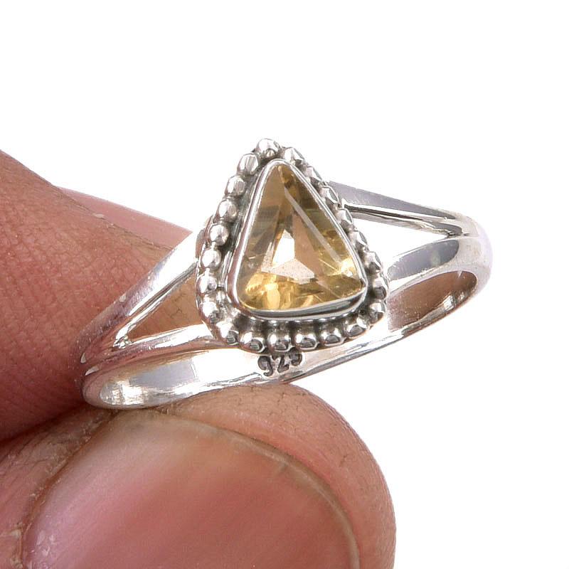 Natural Citrine Gemstone Handmade 925 Sterling Silver Jewelry Ring Size 6 j3Q15