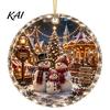 Holiday Keepsake for Family Christmas Landscape Scene Acrylic Ornament Tree Decor, Decorative Hanging Party And Seasonal Home Decorations Special
