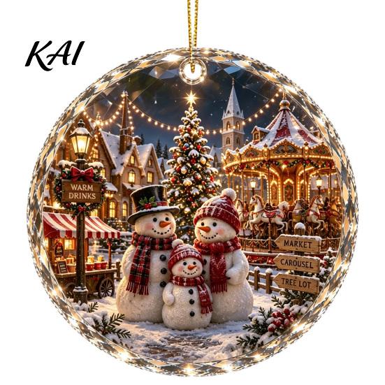 Holiday Keepsake for Family Christmas Landscape Scene Acrylic Ornament Tree Decor, Decorative Hanging Party And Seasonal Home Decorations Special
