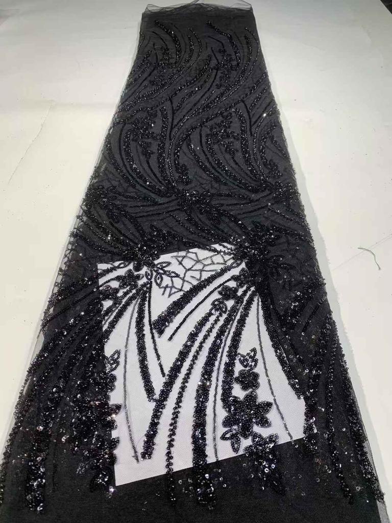 Роскошное африканское кружево с пайетками и бисером 2025 Высококачественное кружево 5 ярдов Розовое французское кружево Нигерийские сетчатые кружевные ткани для вечеринки