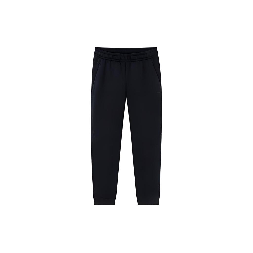Anta Solid Color Cuffed Nine-Point Knitted Sports Pants Women Bottoms Black 162417326S-1