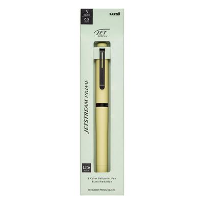 Mitsubishi Pencil Шариковая ручка Jetstream Легкое касание Цитрон 3-цветная, Prime, Поворотная, Чернила, 0,5 мм, Желтый, SXE3LPR05.28