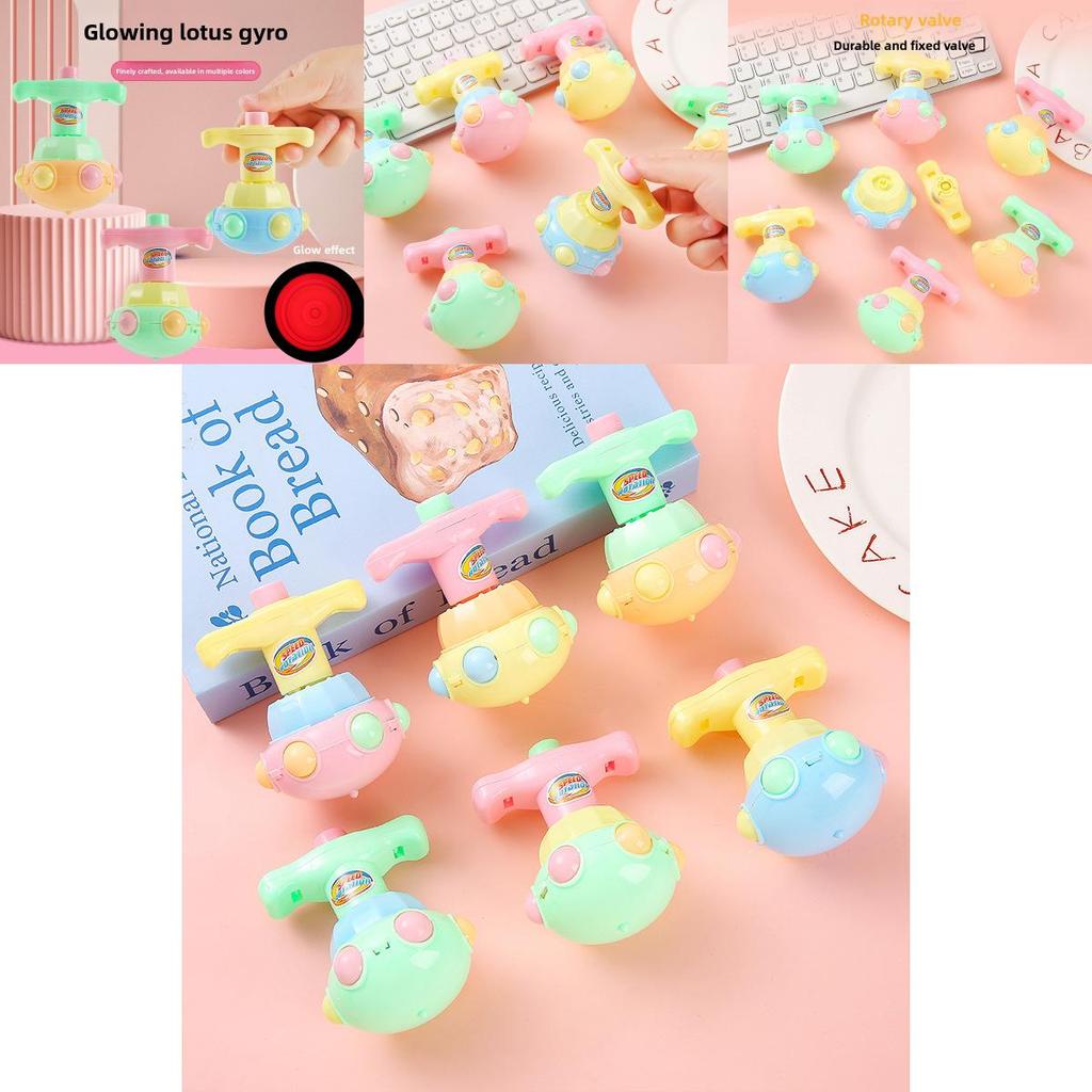 Candy Colored Press Type Rotating Gyroscope With Lighting Function Children Toy For Kids And Students