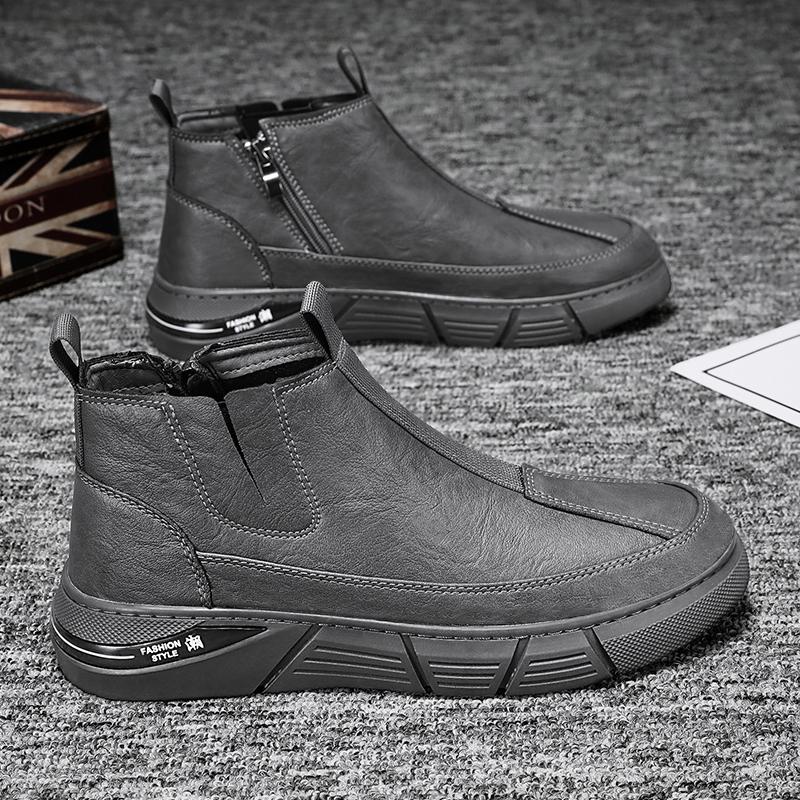 Новые высокие ботинки Противоскользящие Износостойкие Водонепроницаемые Мотоциклетные Мужские Рабочие Ботинки 2025 Челси Мужские Кожаные Ботинки Bota Masculina