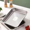 3Pcs Stainless Steel Food Storage Tray with Lid Barbecue Pan Practical Kitchen Serving Plate  Picnic