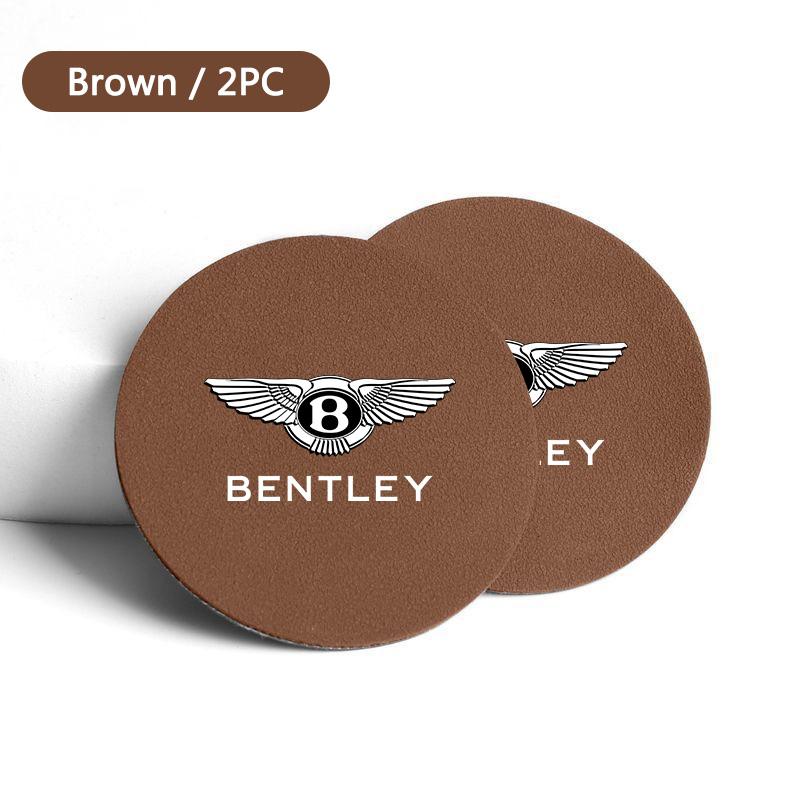 2Pcs Suede Leather Car Water Cup Mat Coaster Pad For New Bentley Flying Spur Continental GT Bentayga Mulsanne Interior Accessory CL3