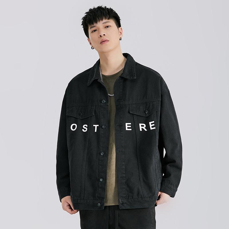 Модная куртка Американская трендовая печать Свободная маркировка Повседневная модная брендовая универсальная рубашка с длинными рукавами Куртка мужская одежда