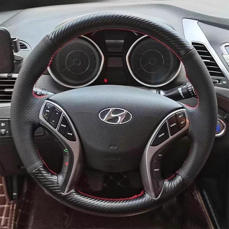 Hand-Stitched Non-Slip Durable suede Car Steering Wheel Cover For Hyundai Elantra Avante i30 2012-2016