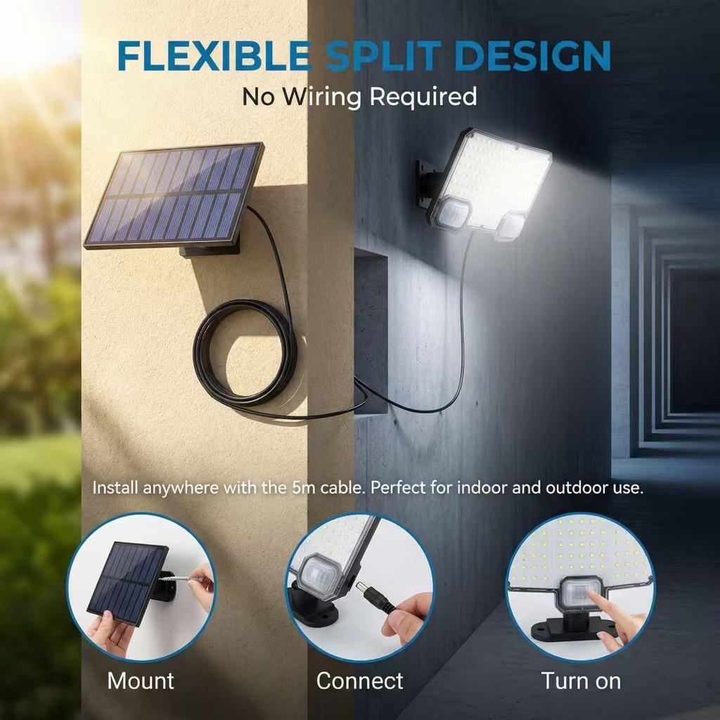 Solar Motion Sensor Wall Lamp for Outdoor Garage and Courtyard