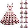 Women's Valentine's Day Love Heart Print Sexy Off Shoulder Vintage Dress
