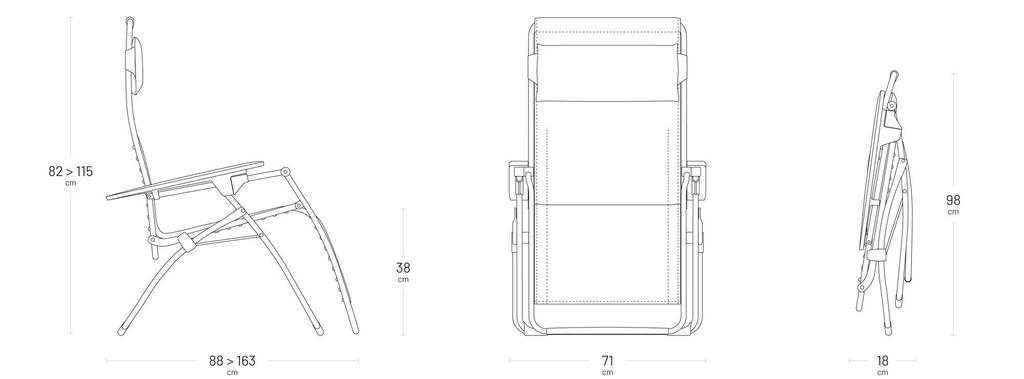 Lafuma Recliner FUTURA Light Gray Galet LFM3113 9718 Outdoor Chair Camping Sauna Totoi Chair Balcony Original Recliner Chair Made In France 5 Year