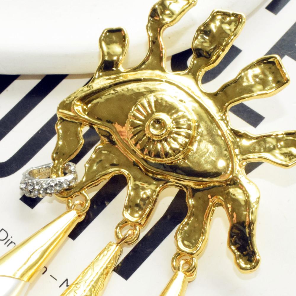 Винтажные Серьги-Подвески с Глазами из Металлического Сплава с Позолотой и Каплевидным Элементом для Женщин, Бижутерия, Аксессуары для Модного Показа, Заявление