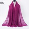 New Fashionable Women's Long Crinkled Cotton Linen Scarf with Tassel Edge - Solid Color Shawl