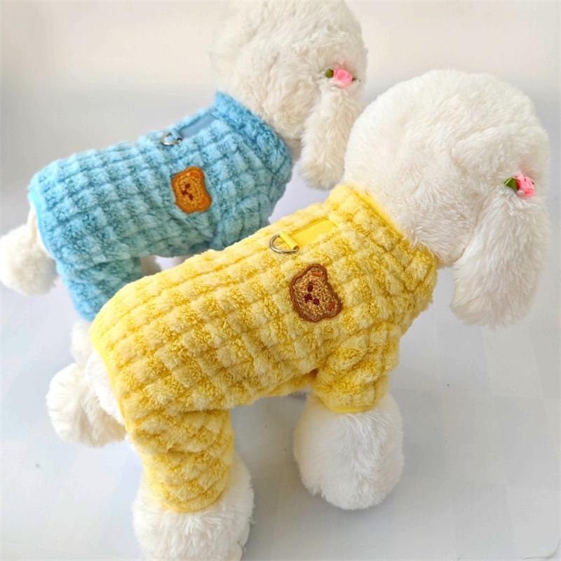 Fashion Plaid Puppy Cat Dog Jumpsuit Pajamas Winter Warm Pet Overalls for Small Dogs Pomeranian Chihuahua Mascotas Clothes Pants