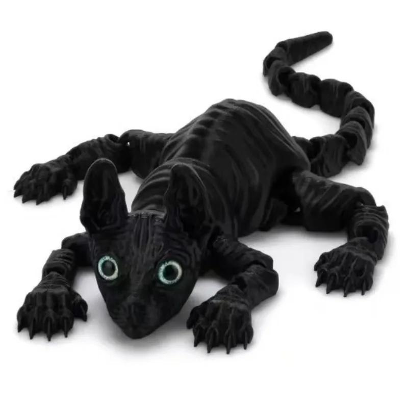 3D-печатная игрушка-кошка сфинкс Животные Игрушка Реалистичная бесшерстная фигурка Сочлененная кошка Игрушка-антистресс Настольные украшения Игрушка для снятия стресса