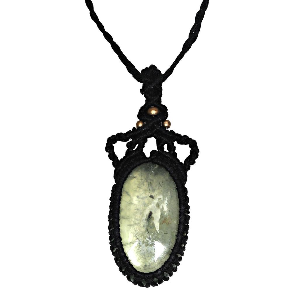 Пренит кабошон драгоценный камень Holloween Gifted Jewelry Macrame Ожерелье 20-32 дюйма