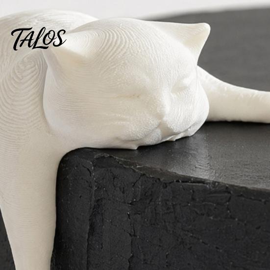 Креативная статуэтка кошки для стола, 3D-печатная ленивая фигурка, спящий котенок, декор для рабочего стола, милое животное для дома и офиса, белое матовое украшение, готовое для покраски DIY,