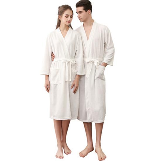 Newly Designed Spring and Autumn Home Wear Nightgown Waffle Bathrobe Quick-drying Couple Pajamas