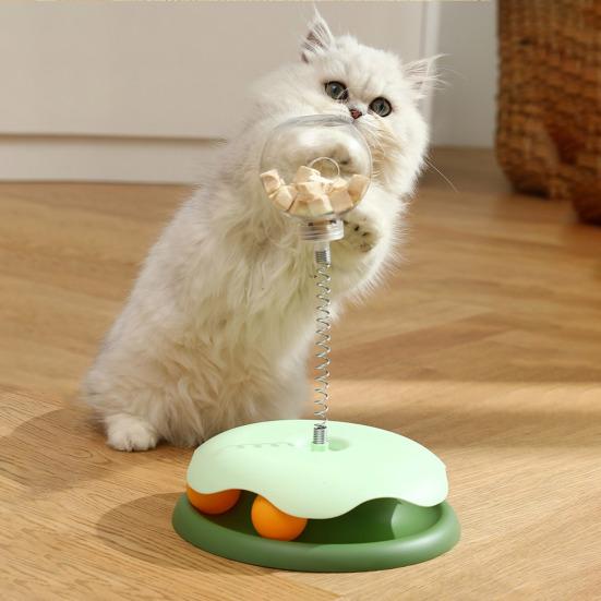 Interactive Cat Treats Dispenser Toy Leaking Food Ball Pet Feeder Toy Puzzle Pet Slow Feeder with Ball Track for Indoor Cats Dogs