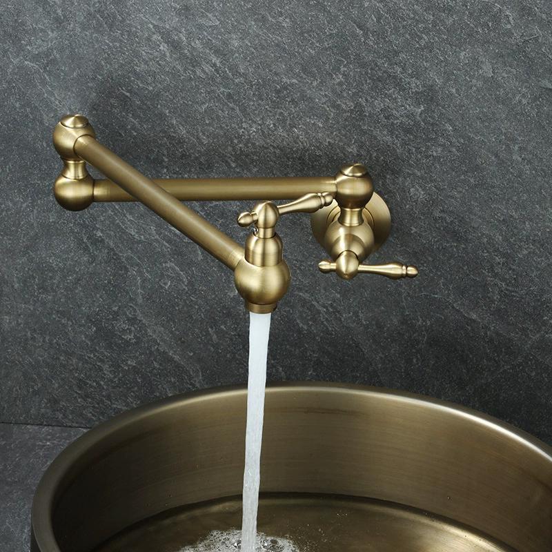 Single Cold Kitchen Sink Faucet Foldable Sink Mixer Tap Rotation Copper Lead Free Sink Mixer Wall Mounted Kitchen Tap