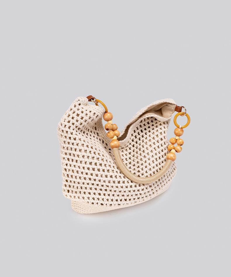 Summer 2026 Women's Artistic Woven Beach Tote – New Chinese Style Single Shoulder Bag