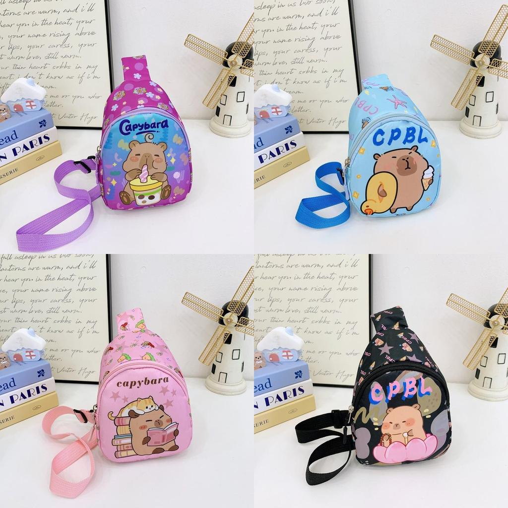 Kids Casual Crossbody Bag With Capybara Print And Light Nylon For Preschool And Kindergarten
